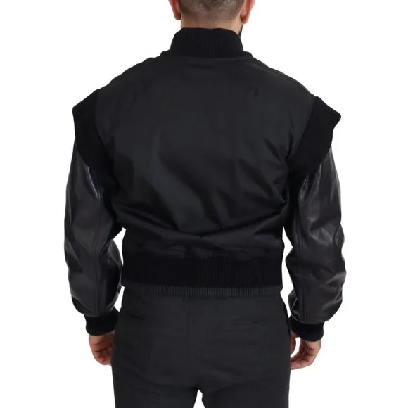 Dolce & Gabbana Black Nylon Crystals Coat Buttons Jacket - Picture 6 of 10